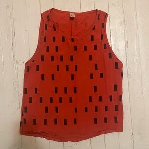 UZI NYC Disko Woven Tank in Red and Black, size small